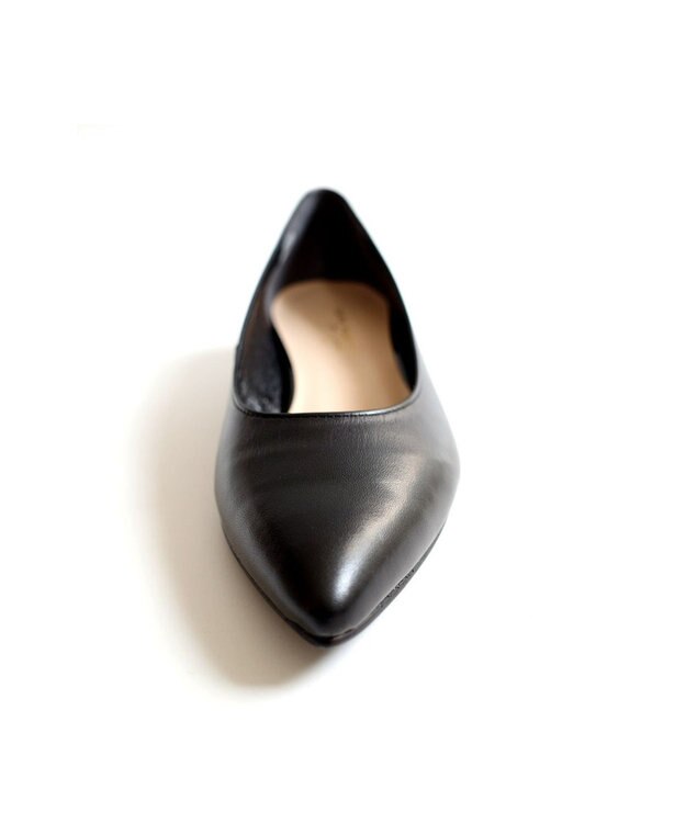 Pointer 日本製 本革ストラップ付きローヒールパンプス ブラック