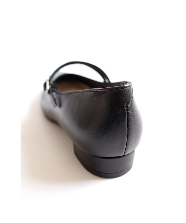 Pointer 日本製 本革ストラップ付きローヒールパンプス ブラック