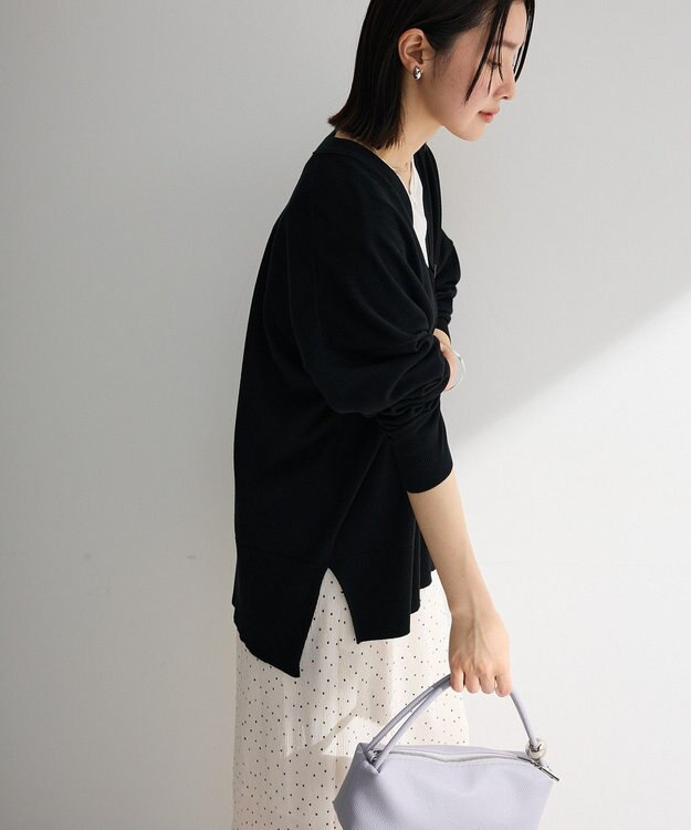 Green Parks ここちニットＶネックカーディガン Black