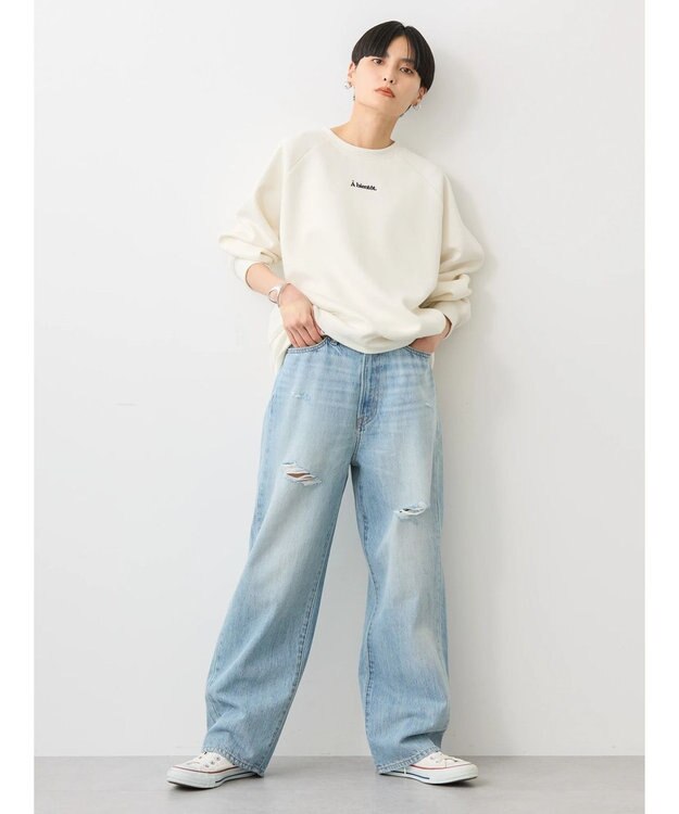 AMERICAN HOLIC バックＺＩＰロゴ刺繍ポンチチュニック Off White