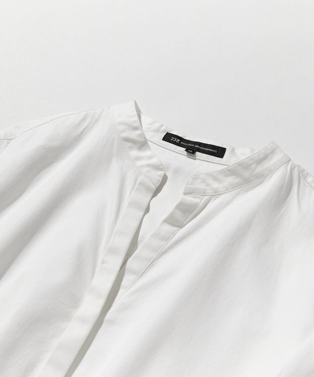 23区 L 【滝沢眞規子さん着用/mi-molletコラボ/洗える】CANCLINI デザイン シャツ [mi-molletコラボ]ホワイト系