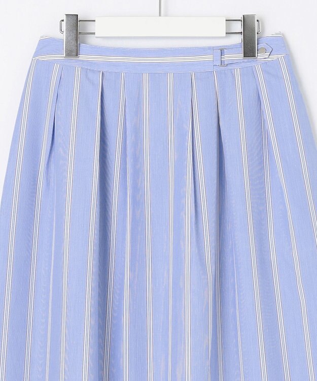 J.PRESS LADIES L 【洗える】 セルロース タイプライター ストライプ フレアー スカート サックスブルー系1