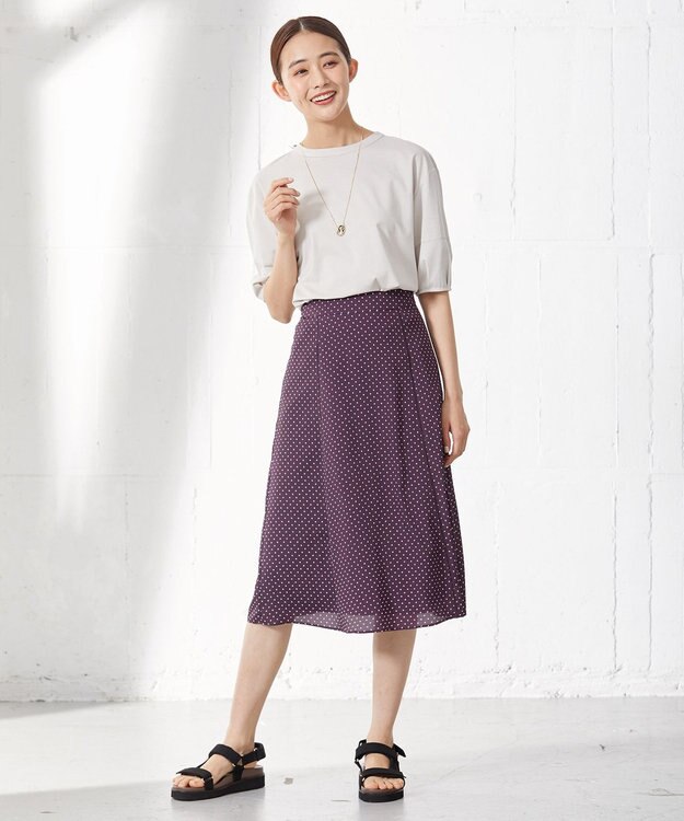 J.PRESS LADIES 【洗える】 ドットプリント フレアー スカート パープル系5