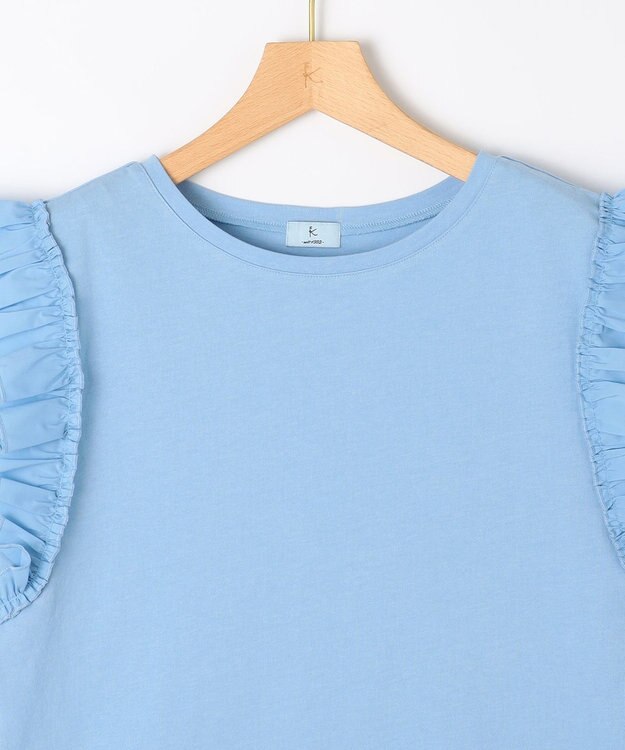 組曲 L Jazzy-Jersey フリル袖Ｔシャツ ブルー系