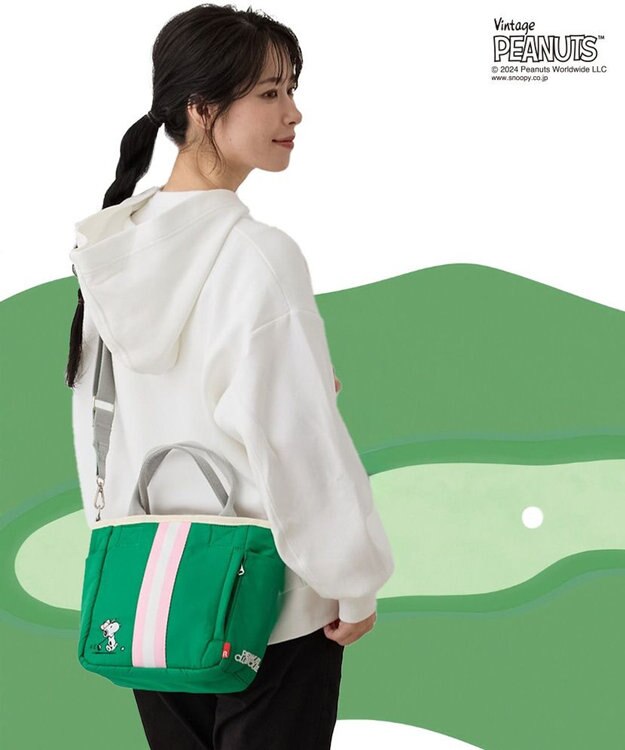 ROOTOTE 8390【スヌーピー】IP.スクエア2ウェイ.ピーナッツ-9P 03：グリーン