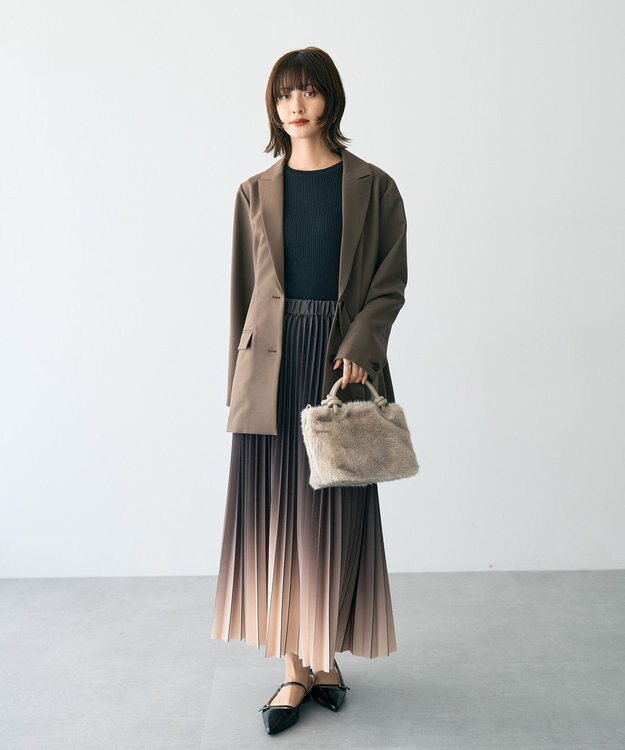 YECCA VECCA 袖口シアーリブニット Light Beige