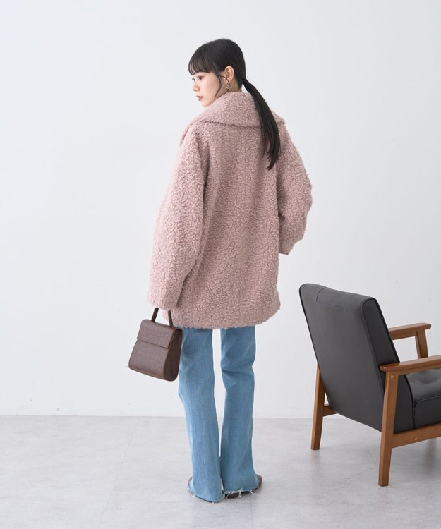 earth music&ecology ループファーコート Pink Beige