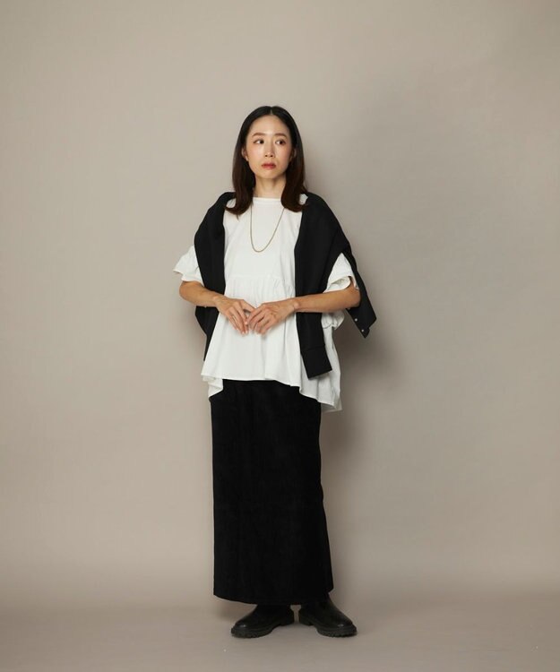 OP／FILA 【Ocean Pacific】らくティブ｜ティアード袖フレアカットソー ホワイト