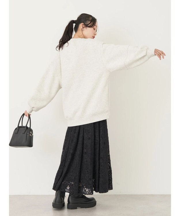 earth music&ecology 起毛レースフレアスカート Black