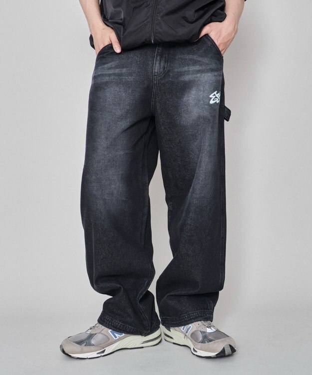 WEGO 【ウエスト紐で調整】イージーペインターグラフィックデニムパンツ 柄4