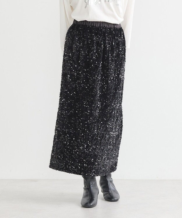 earth music&ecology マルチウェイスパンコールスカート Black