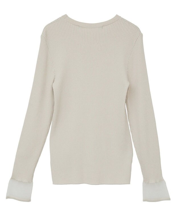 YECCA VECCA 袖口シアーリブニット Light Beige