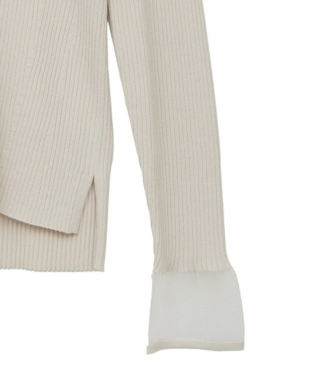 YECCA VECCA 袖口シアーリブニット Light Beige