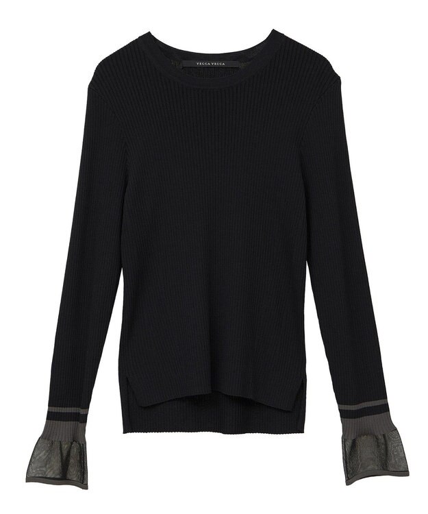 YECCA VECCA 袖口シアーリブニット Light Beige