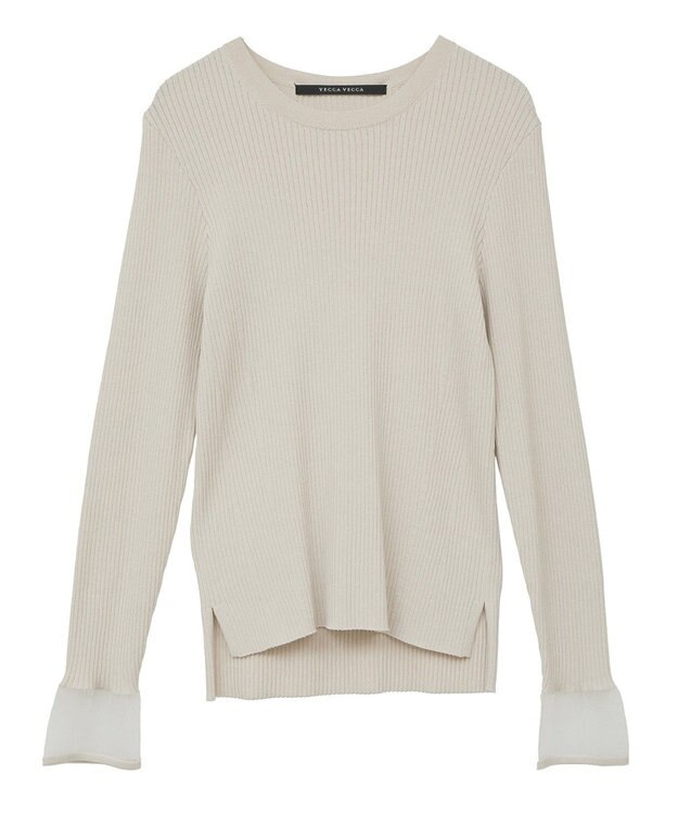 YECCA VECCA 袖口シアーリブニット Light Beige
