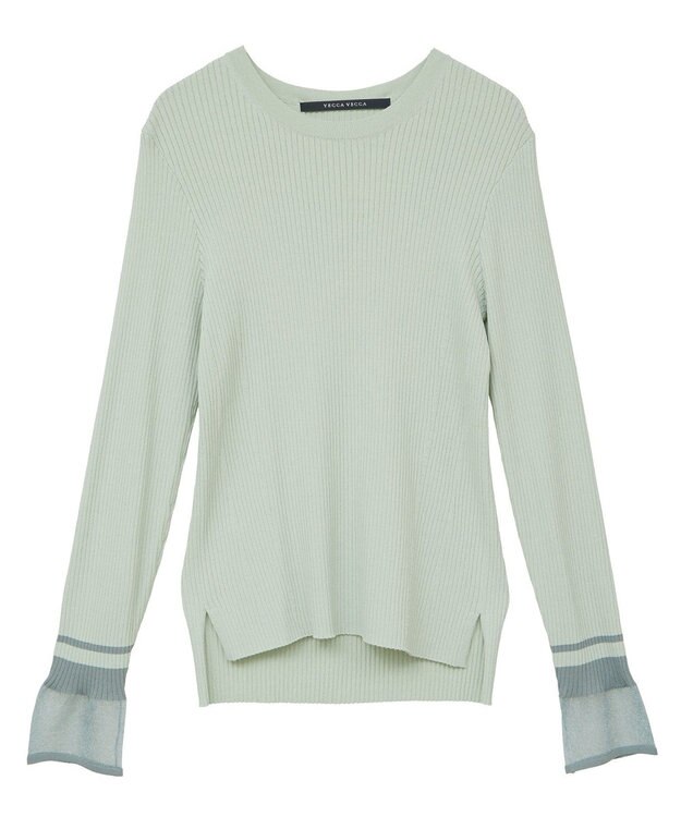 YECCA VECCA 袖口シアーリブニット Light Beige