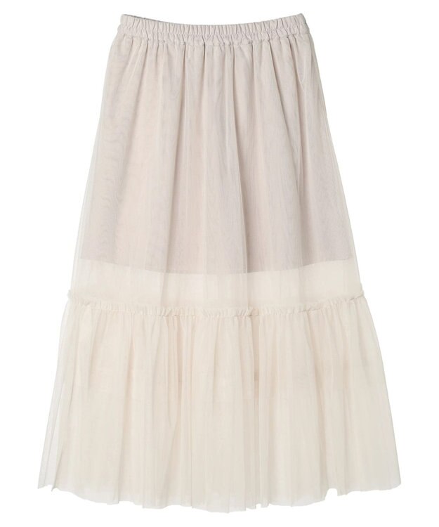 earth music&ecology ティアードチュールスカート Ivory