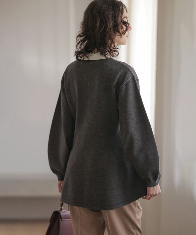 組曲 L 襟付きチュニック プルオーバー グレー系