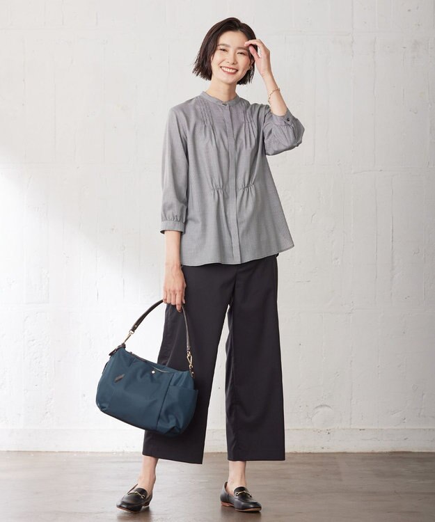 J.PRESS LADIES 【洗える】ハイテンションT/Rライトカルゼ セミワイド パンツ ブラック系