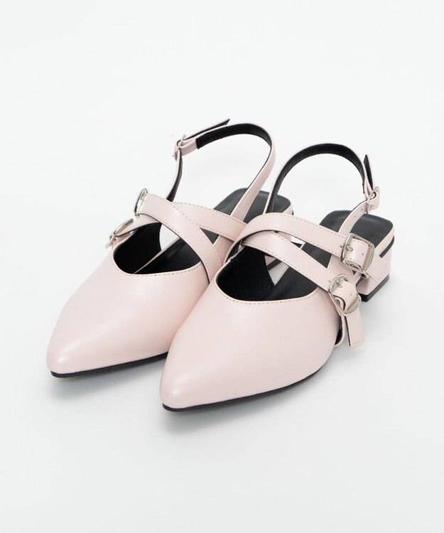 WEGO ダブルベルトポインテッドシューズ ライトピンク