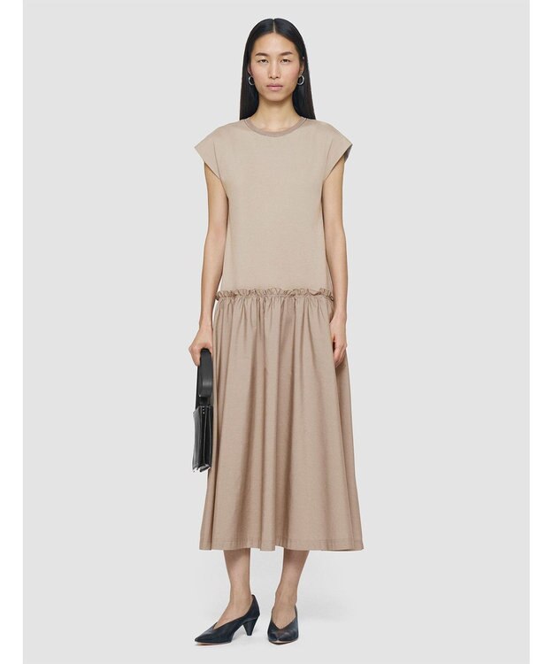 JOSEPH 【洗える】ポプリンジャージー　キャップスリーブドレス Escargot