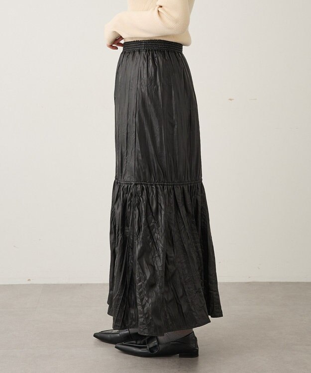 CRAFT STANDARD BOUTIQUE レザーライクギャザースカート Black