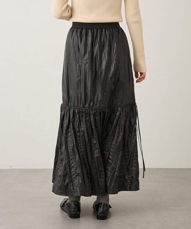 CRAFT STANDARD BOUTIQUE レザーライクギャザースカート Black