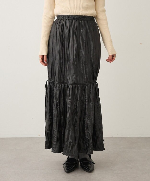 CRAFT STANDARD BOUTIQUE レザーライクギャザースカート Black