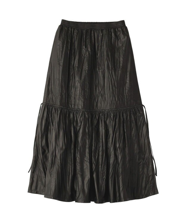 CRAFT STANDARD BOUTIQUE レザーライクギャザースカート Black