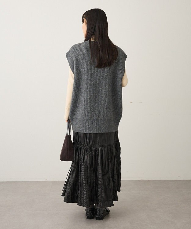 CRAFT STANDARD BOUTIQUE レザーライクギャザースカート Black