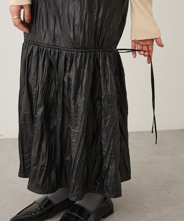 CRAFT STANDARD BOUTIQUE レザーライクギャザースカート Black