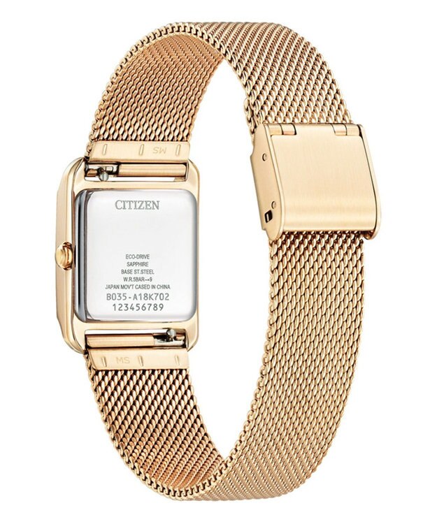 CITIZEN 【光発電エコ・ドライブ】ハンサムなスクエアケース 替えバンド付き ウォームゴールド レッド ウォームゴールド