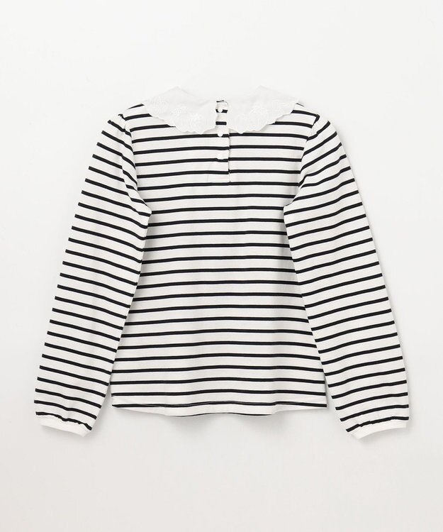 ANY KIDS 【チェリーベリーシリーズ】刺繍 ブラウス ホワイト×ブラックボーダー