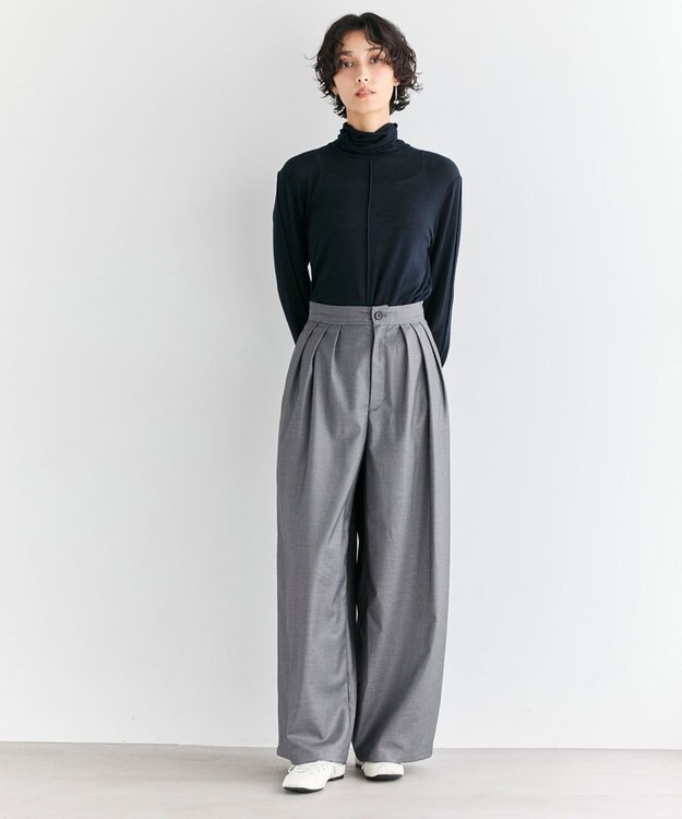 #Newans 【ストレッチ】【カシミヤ混】カシミヤシルクジャージー ネイビー