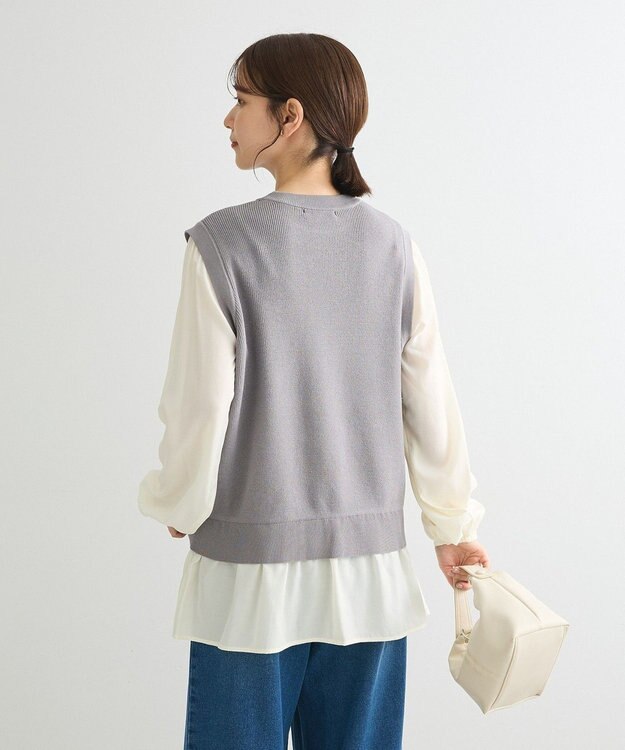 Green Parks 布帛ドッキングニットチュニック Gray Mixture