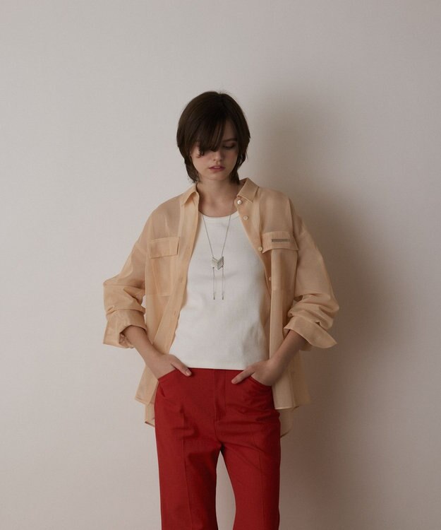 GRACE CONTINENTAL メッシュオーバーシャツ ピンク