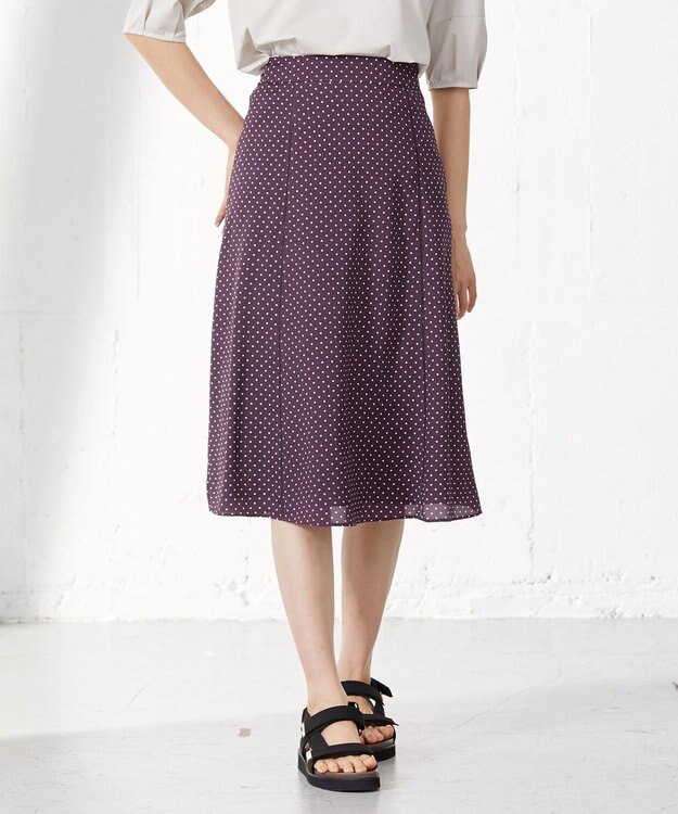 J.PRESS LADIES 【洗える】 ドットプリント フレアー スカート パープル系5