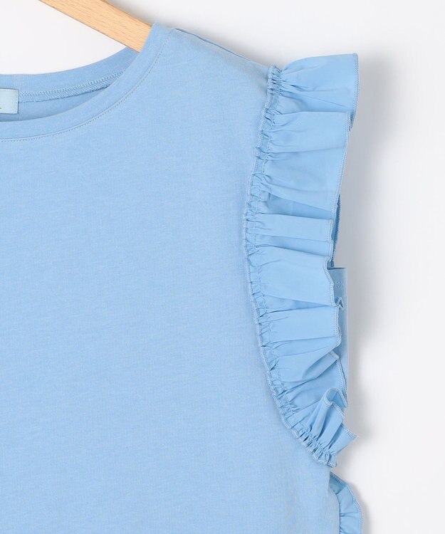 組曲 L Jazzy-Jersey フリル袖Ｔシャツ ブルー系