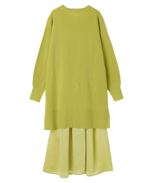 Green Parks ＳＥＴ２点　ニットチュニック＋キャミワンピース Lime Green
