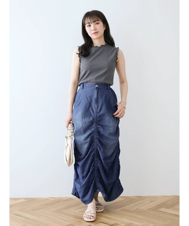 Green Parks ・Ｐｅｔｉｔ　Ｆｌｅｕｒ　メローｓｔリブタンクトップ Charcoal Gray