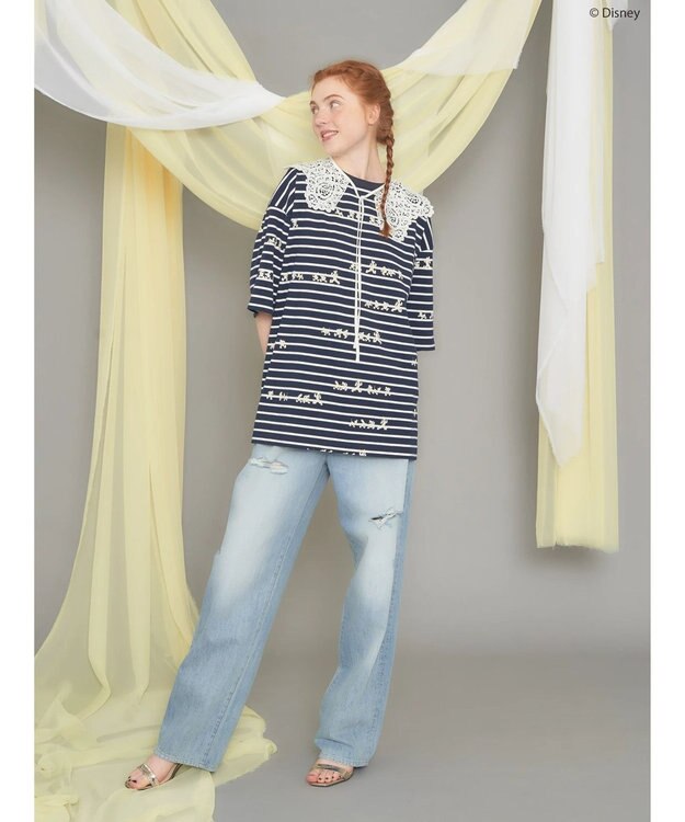 AMERICAN HOLIC 発砲プリントボーダーＴシャツ／Ｄｉｓｎｅｙ Border Navy