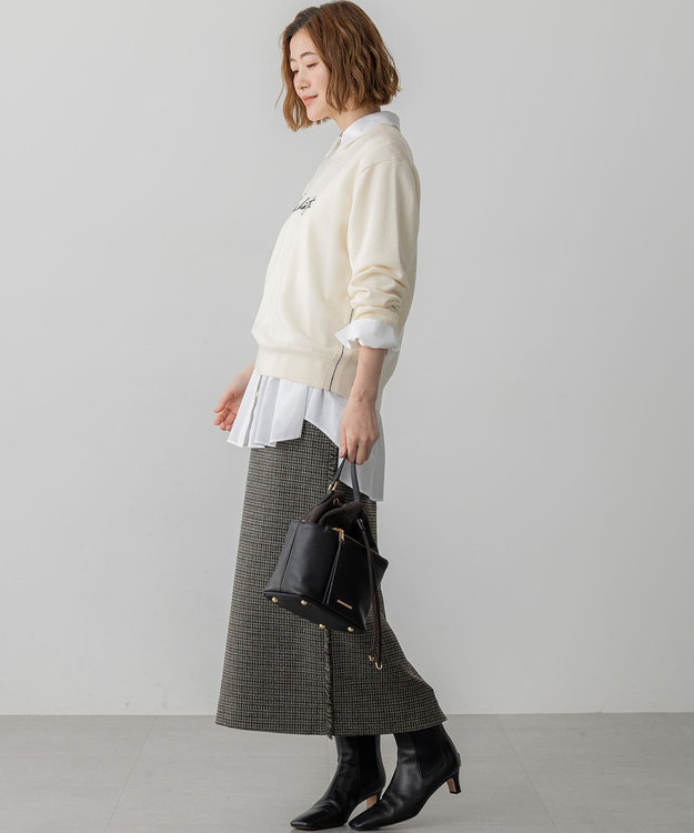 23区 S 【洗える】インターシャ ロゴ ニット アイボリー系