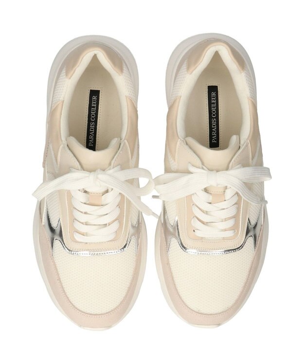 Bridget Birkin 【PARADIS COULEUR】異素材コンビレースアップスニーカー ホワイトコンビ