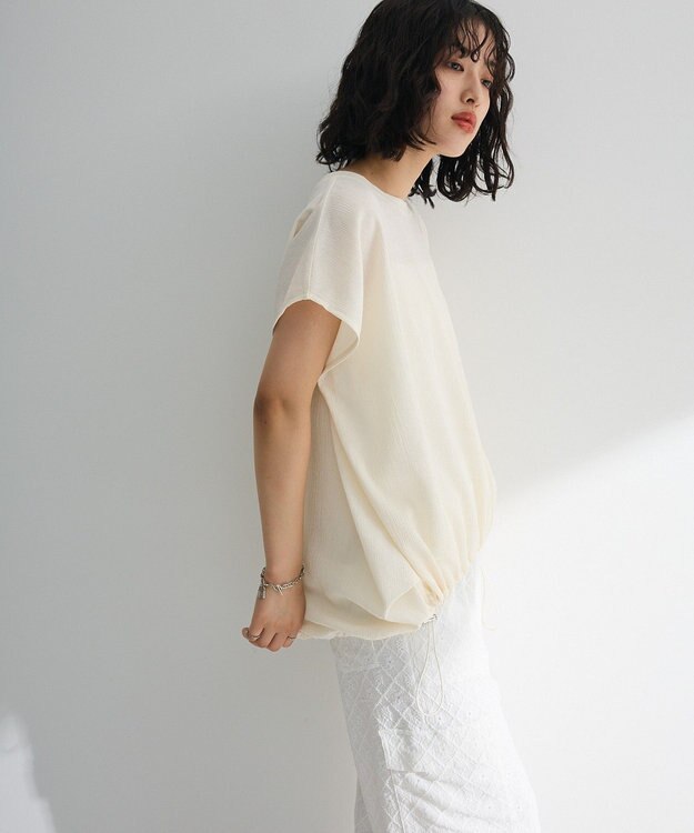 Green Parks 表面カット裾ドロストプルオーバー Red