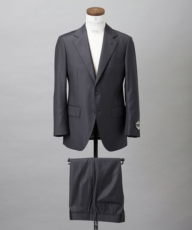 GOTAIRIKU シワになりにくい【御幸毛織/みゆきけおり】Superio160 スーツ_グレーストライプ グレー系1
