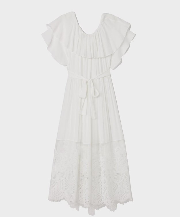 GRACE CONTINENTAL ラッフルレース切替マキシ ホワイト