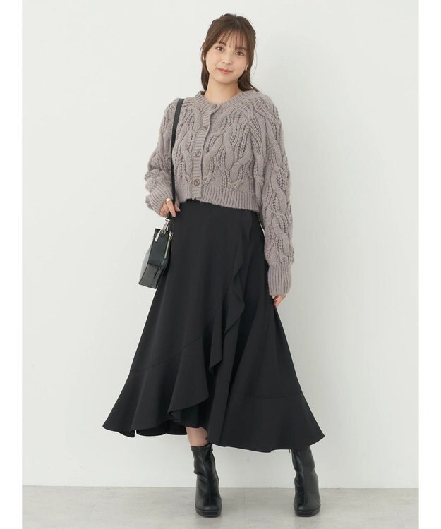 earth music&ecology ｍｉｘケーブルカーディガン Gray Beige