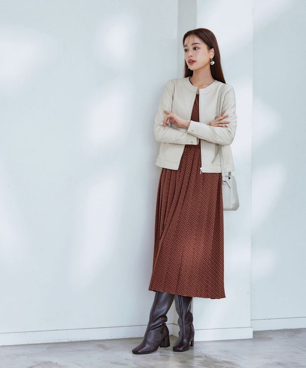 Tiaclasse 【洗える・新色追加】パフスリーブプリーツワンピース テラコッタ