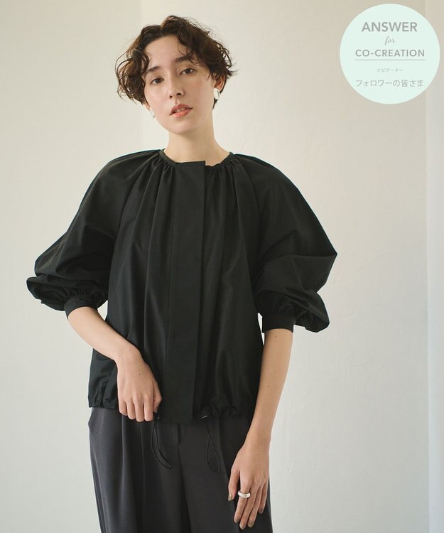 #Newans 【ANSWER for Co-Creation】フルギャザーシャツブルゾン ブラック系