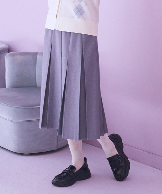 earth music&ecology タックプリーツミディスカート Gray